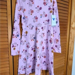 Disney Pink Cotton Dress with Floral Design